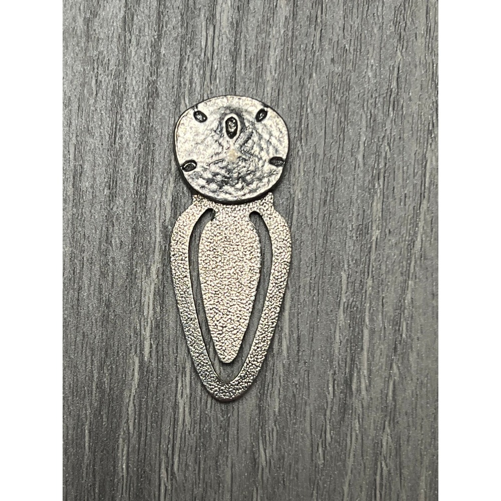 Vintage 1978‎ Metzke Pewter Sand Dollar Bookmark Nautical Paper Clip Silver Tone